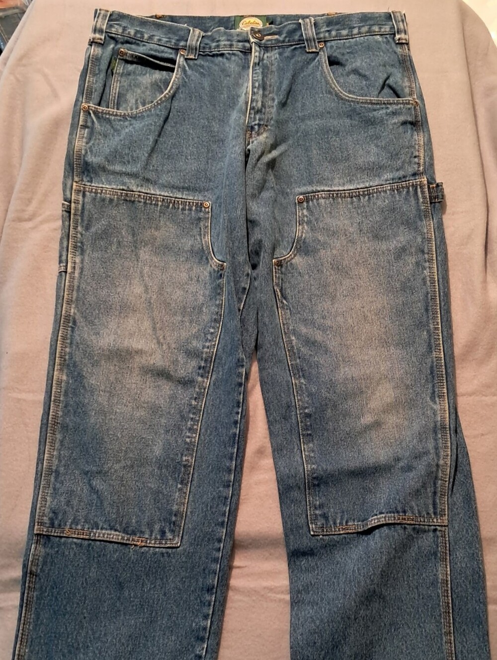Vintage Cabela's Blue Straight Carpenter Double Knee  Jeans Size 38x34